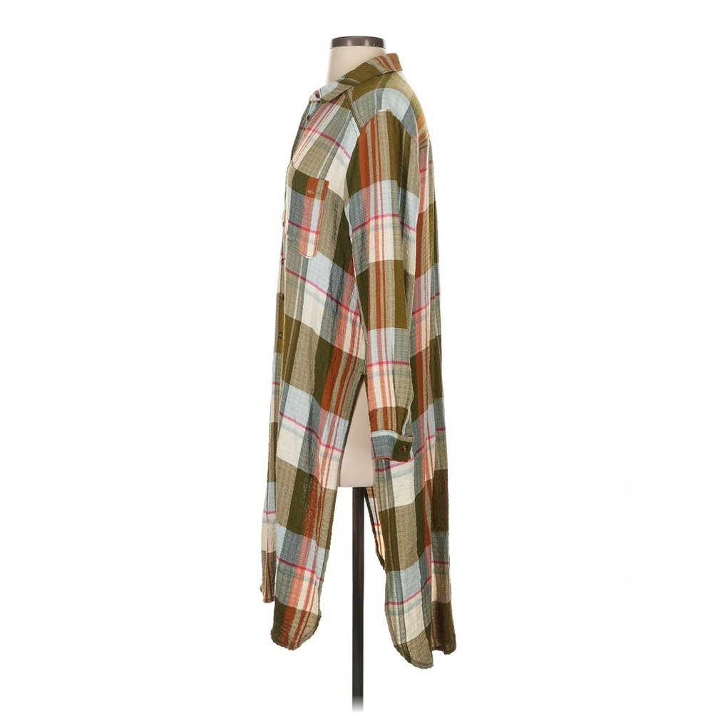 PILCRO x ANTHROPOLOGIE Side Slit Maxi Tunic Button Down Shirt Shirtdress Duster - Picture 7 of 15